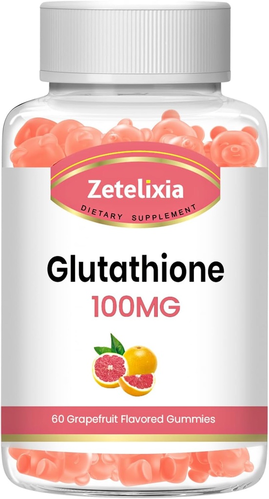 2 Pack Glutathion Collageen Gummies, Collageen Gummies met vitamine C, Glutathion supplement voor vrouwen, Hair Skin Nails Muscle & Joint, Anti-Aging, Vegan, Sugar Free, Grape Fruit smaak, 120 Tellen