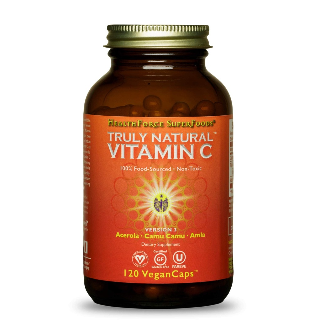 GEZONDHEIDSFORCE SUPERFOODS Echt natuurlijk vitamine C - Immuunondersteuningssupplement met Camu Camu Berry - Vitamine C-supplement voor de gezondheid van de immuunsysteem - Veganistisch, niet-GMO - 120 Vegan Caps, 15 porties