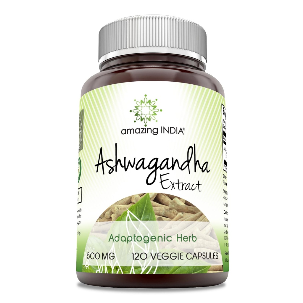 Verbazingwekkend India Ashwagandha 500 mg Veggie Capsules Supplement 