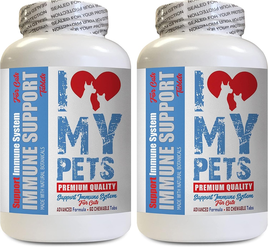 I LOVE MY PETS LLC cat Immune Booster Treats - CAT Immune Support - Booster - Healthy Supplement - kattenlever Supplement - 120 Treats (2 flessen)