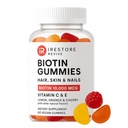 iRestore Biotin Gummies 10.000 mcg - 3 natuurlijke fruitsmaken, haarvitaminen Multi-supplement voor haar huid en nagels voor vrouwen en mannen, 60 veganistische Gummies, 30 dagen levering