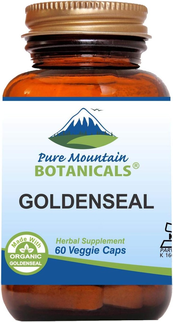 Pure Mountain Botanicals Goldenseal Capsules - Kosher Vegan Caps met 250mg Biologische Goldenseal Root Supplement