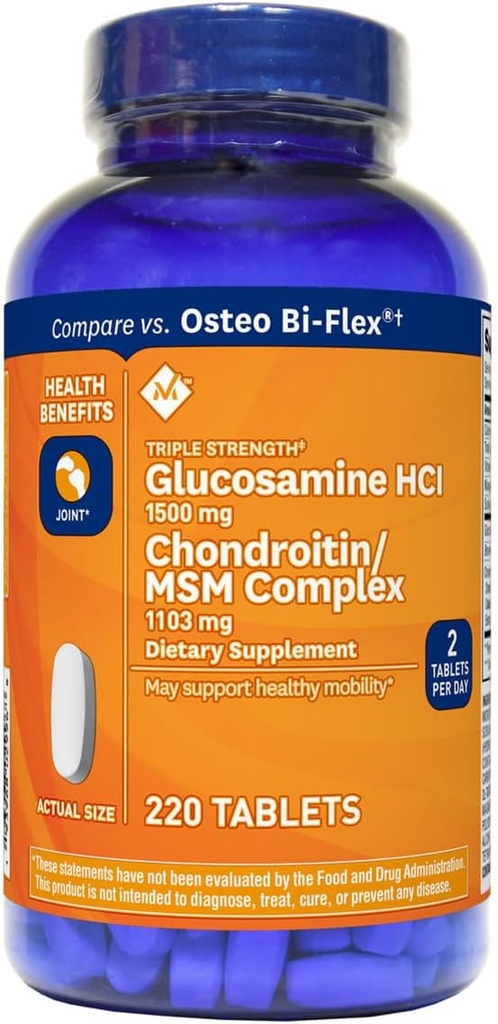 Mark Triple Strength Glucosamine 1500mg & Chondroitin MSM 1288mg Tabletten (1 fles (220 tabletten))