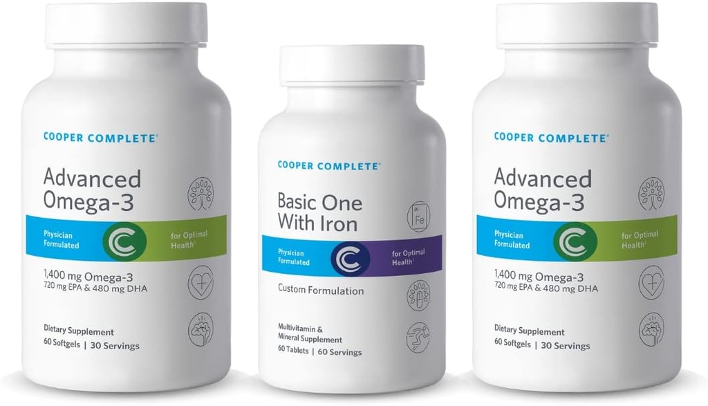 Cooper Compleet - Basic One Multivitamine met ijzer - Dagelijks Multivitamine en Mineraal Supplement Plus Visolie Supplement - 60 dagen levering