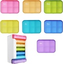 Organisateur de pilules de 7 pièces 6 fois par jour, cas de pilule hebdomadaire, organisateur de pilules avec étiquettes, distributeur de pilules de voyage 7 jours avec 42 copartments pour les médicaments/vitamine/huile de poisson/Suppléments - Couleurs arc-en-ciel