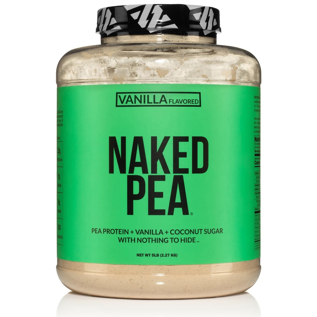 NAKED Pea - Vanilla Pea Protein - Pea Proteine Isolaat van Noord-Amerikaanse boerderijen - 5lb Bulk, Plant Based, Vegetarian & Vegan Protein. Gemakkelijk te graven, non-GMO, glutenvrij, lactosevrij, sojavrij