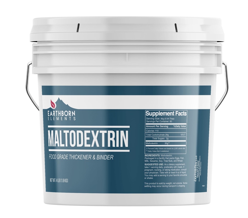 Earthborn Elements Maltodextrine (1 Gallon) Wateroplosbaar, Complex Koolhydraat voor workout Shakes, Geen kunstmatige kleur of smaak