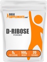 BulkSupplements.com Poudre D-Ribose - Supplément D-Ribose, pour le soutien énergétique - Sans aromatisé et sans gluten, 5g par portion, 100g (3.5 oz) (paquet de 1)