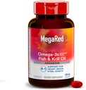 MegaRed Omega 3 Fish Oil Supplement + Krill Oil 500mg, Advanced 4in1 EPA & DHA Omega 3 Fatty Acid Softgels (140cnt Fles), Fosfolipiden, Ondersteunt Brain Eye Joint & Heart Health