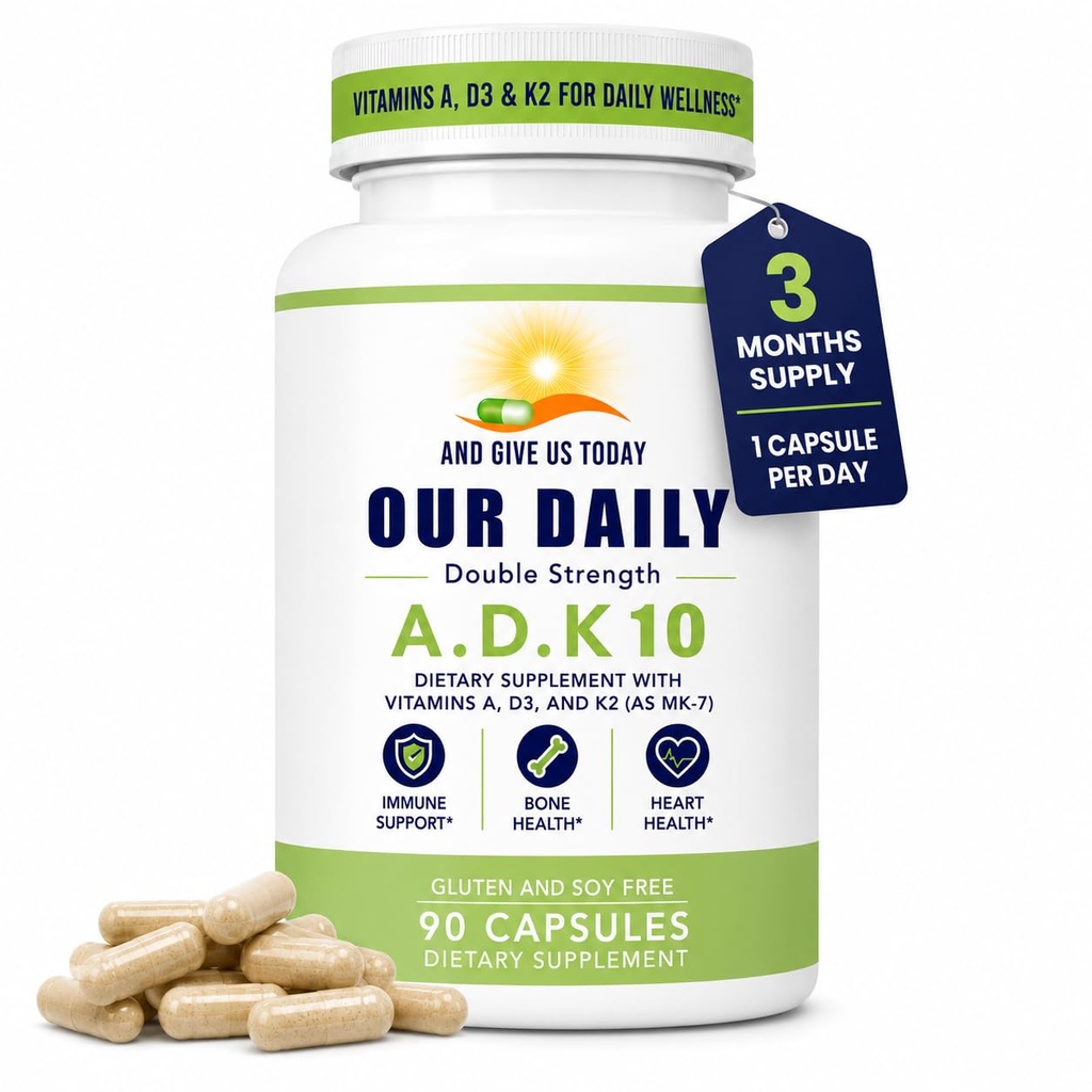 Vitamines A1, D3 et K2 (sous forme de MK7) - Supplément de soutien pour os et système immunitaire formulé par le médecin - Sans gluten, sans OGM - 90 capsules végétariennes