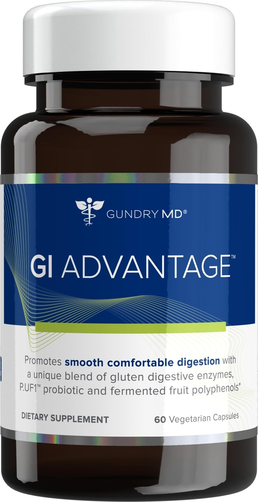 Gundry MD GI Avantage Gut Supplément avec probiotiques, enzymes digestives et extraits de surfruit pour le métabolisme fort, l'énergie, la digestion et le soutien musculaire - (30 portions)