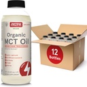 Jarrow Formulas Organic MCT Oil - 16 fl oz - Fast Fuel for Brain & Muscles - Caprylic (C8) + Capric Acid (C10) - Ketogene Diet Friendly Supplement - Unflavored (Pack of 12)