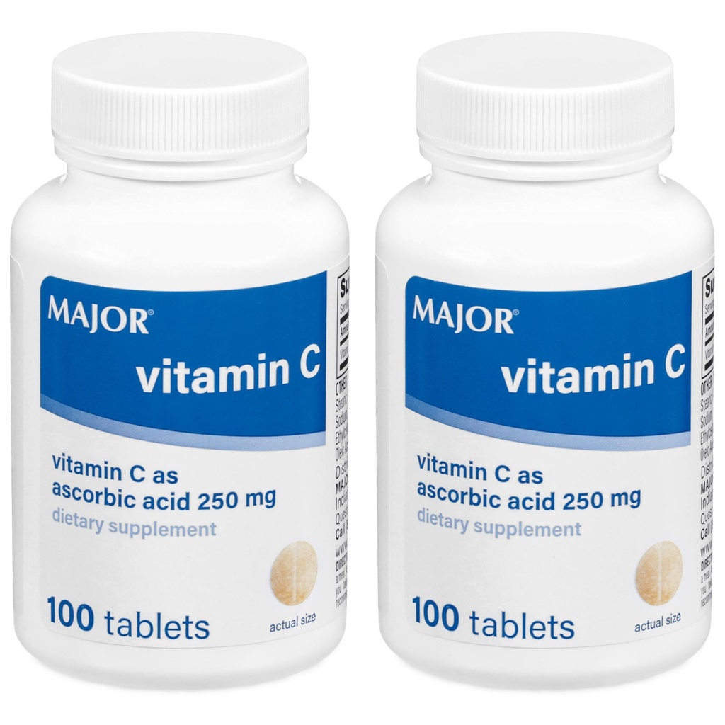 MAJOR Vitamine-C 250 mg Ascorbinezuur tabletten, 100 CT - verpakking van 2
