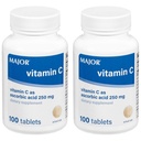MAJOR Vitamine-C 250 mg Ascorbinezuur tabletten, 100 CT - verpakking van 2