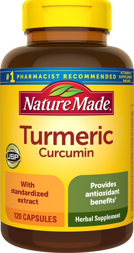 Nature faite Curcumine curcumine 500 mg, supplément à base de plantes pour le soutien antioxydant, 120 capsules, 120 jours d'approvisionnement