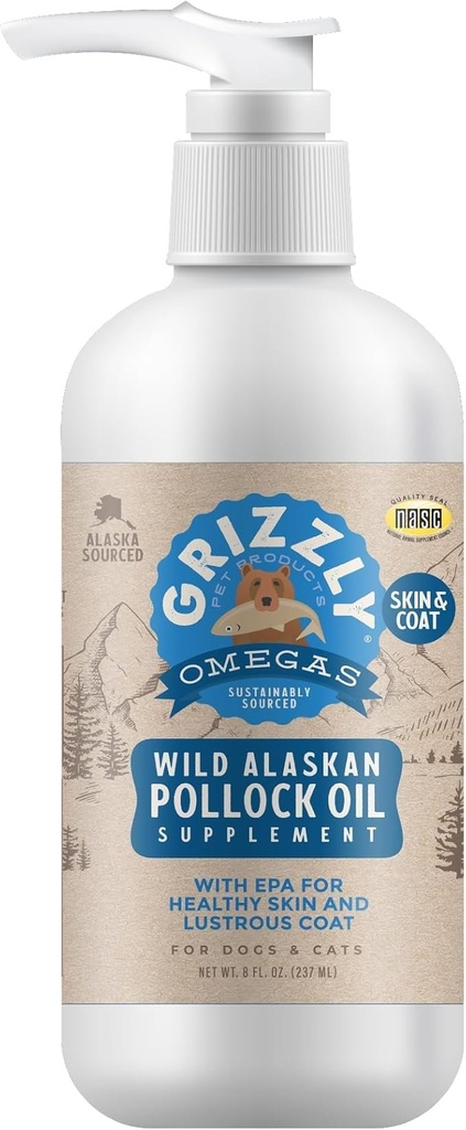 Grizzly Pet producten Pollock olie hond voedselsupplement, 32 Ounce