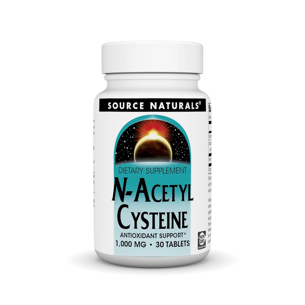 Bron Naturals N-Acetyl Cysteine Antioxidant Ondersteuning 1000 mg Dieetsupplement dat de ademhalingsgezondheid ondersteunt* - 30 tabletten