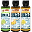 Barlean's Omega 3 Fish Oil Liquid Supplement 3-Flavor Variety Pack pour hommes et femmes, EPA et DHA Fatty Acid, comprend la tarte à la chaux, le citron crème et la mango peach flavors, 8 oz