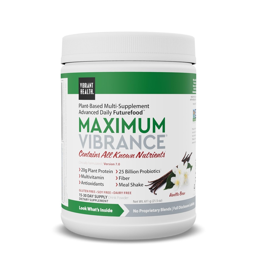 Bruisende gezondheid, Maximale Vibrance, Complete Vegan Meal Shake met plantaardige proteïne, Vanilla Bean, 15 porties
