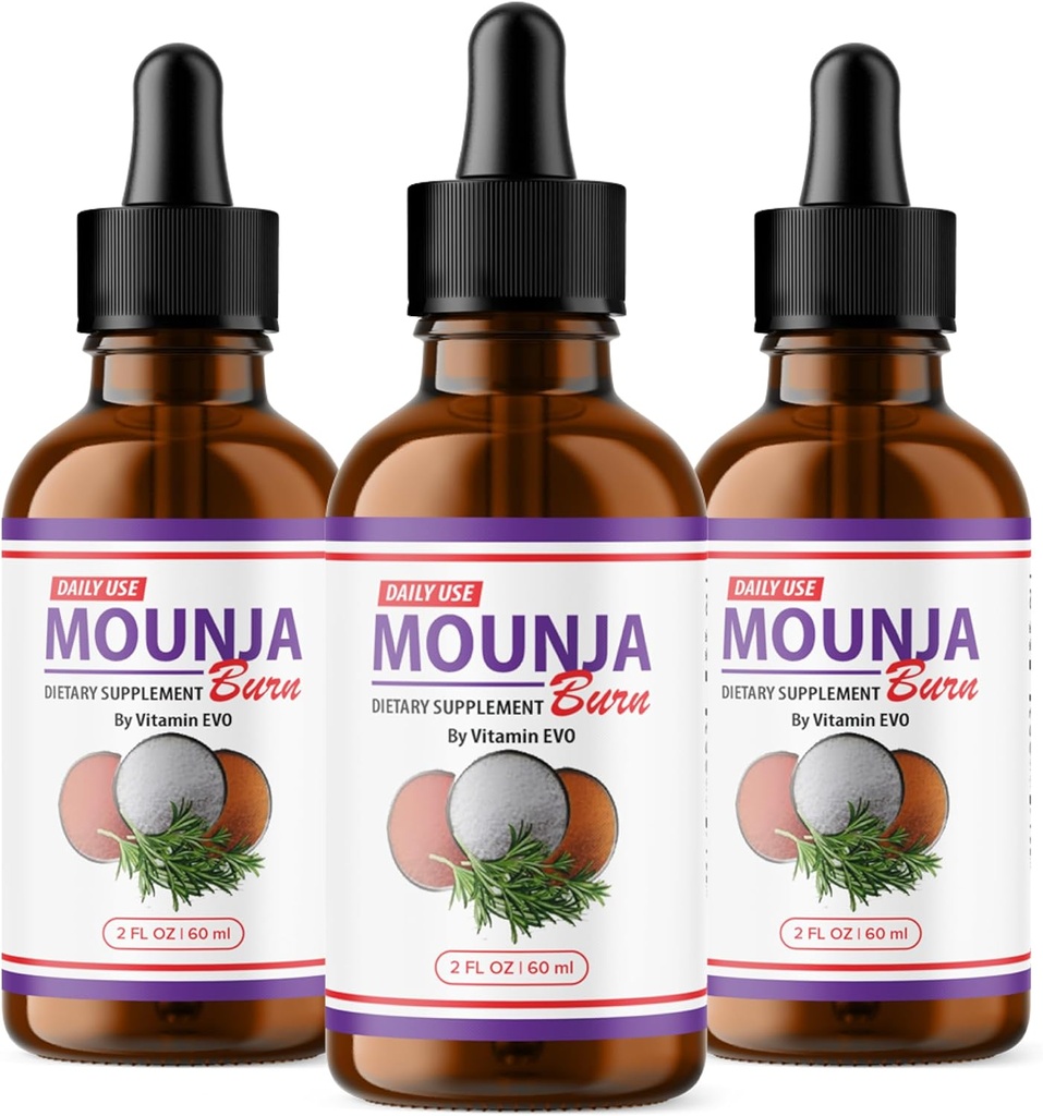 (3 Pack) Mounja Burn Drops - Formule officielle - Mounja Burn Dietary Drops, Mounja Liquid Drops Maximum Strength Overall Wellness Support Formule MoujaBurn Mounja Burn Advanced (3 Bouteilles)