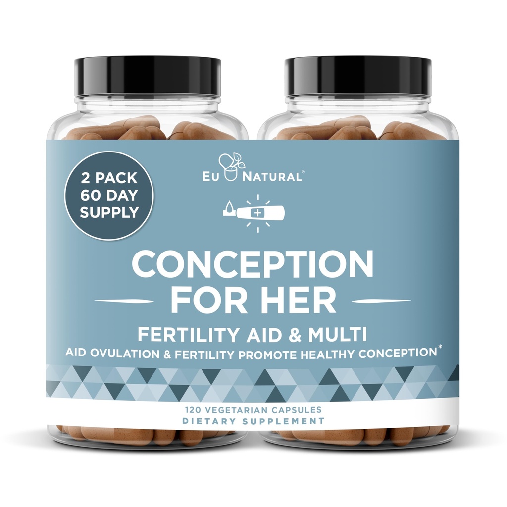 Suppléments de fertilité Conception pour les femmes – Aides Ovulation, équilibre hormonal et cycles réguliers – Soutien de la vitamine prénatale avec Myo-Inositol, Folate, Acide folique, Vitex – 120 Capsules molles végétariennes