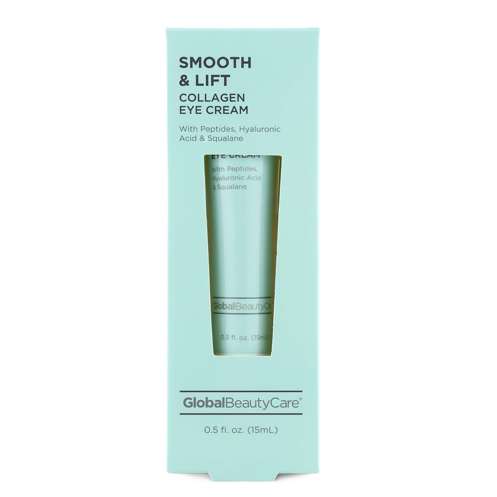 Global Beauty Care Smooth & Lift Collageen - Eye Cream wiith Peptides, Hyaluronic Acid & Squalane, 1-pack (0,5 fl oz 15ml)