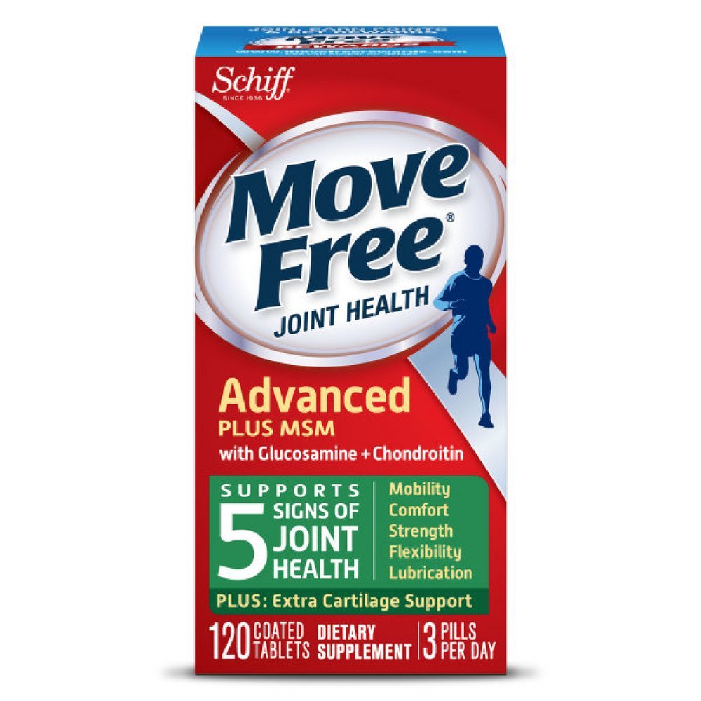 Move Free Advanced Plus MSM, 120 comprimés - Supplément Santé Joint avec Glucosamine et Chondroïtine (Pack de 4)