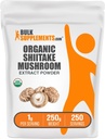 BulkSupplements.com Biologische Shiitake Mushroom Extract Poeder - Biologische Shiitake Mushroom Powder Supplement, Immune Support - Veganistisch & Glutenvrij, 1g per Serving, 250g (8.8 oz) (Pack of 1)