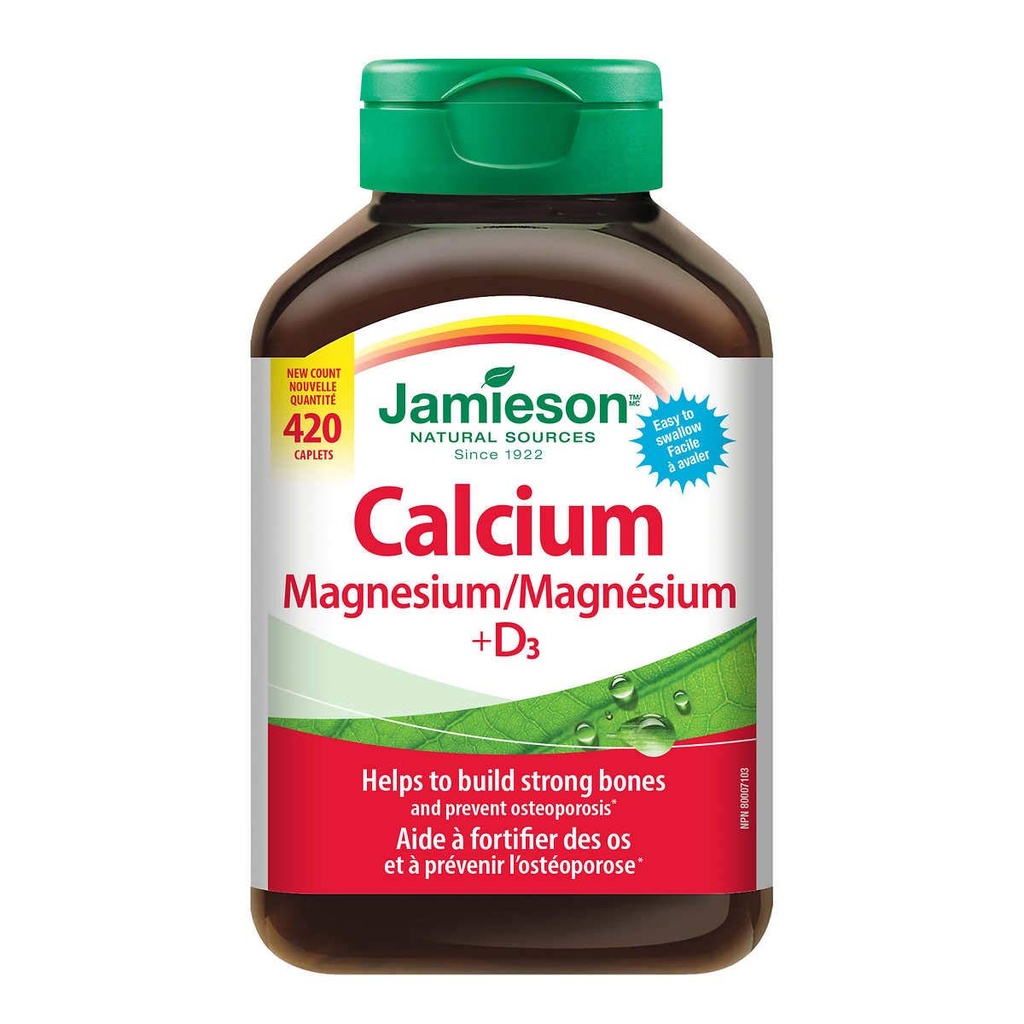 Jamieson Calcium Magnesium met vitamine D3 tabletten, 420 caplets