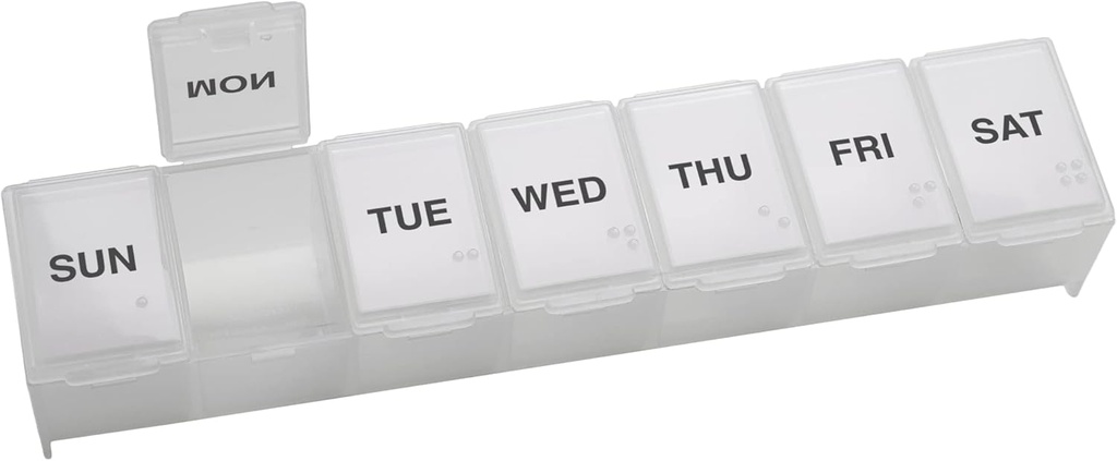 EZY DOSE Weekly (7-Dag) Dagelijkse pil geval, Medicine Planner, Vitamine Organizer, Supplement Container, Handig en gemakkelijk te gebruiken, Grote Compartments, Reizen Vriendelijk, Duidelijk, Made in The USA, BPA Gratis