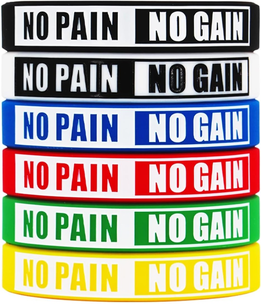 Geen pijn Geen gain polsbandjes Motivational Bulk Inspirational Silicone Fitness Armbanden Stretch Unisex Sport polsbandjes voor tieners Mannen Vrouwen