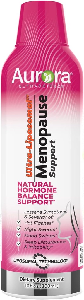 Aurora Nutrascience Ultra-liposomale Menopauze Ondersteuning met klinisch bewezen EstroG-100 om Menopauze & Perimenopause symptomen, Hot Flashes, Nacht Sweats, Mood Swings, 30 Servings, 10 fl oz te verminderen