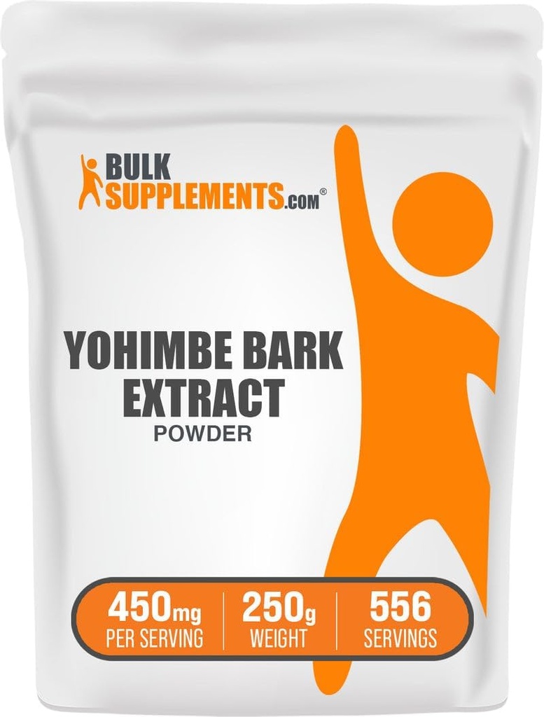 BulkSupplements.com Yohimbe Extract Poeder - Yohimbe Bark Extract - Kruidensupplement, Glutenvrij, 450mg per portie, 250g (8.8 oz) (verpakking van 1)
