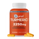 Qunol Kurkuma Curcumin met zwarte peper, 2250mg Kurkuma Extract met 95% Curcumaïden, Extra sterkte Kurkuma Supplement, Verbeterde Absorptie, Gezamenlijke Ondersteuning Supplement, 90 Vegetarische Capsules