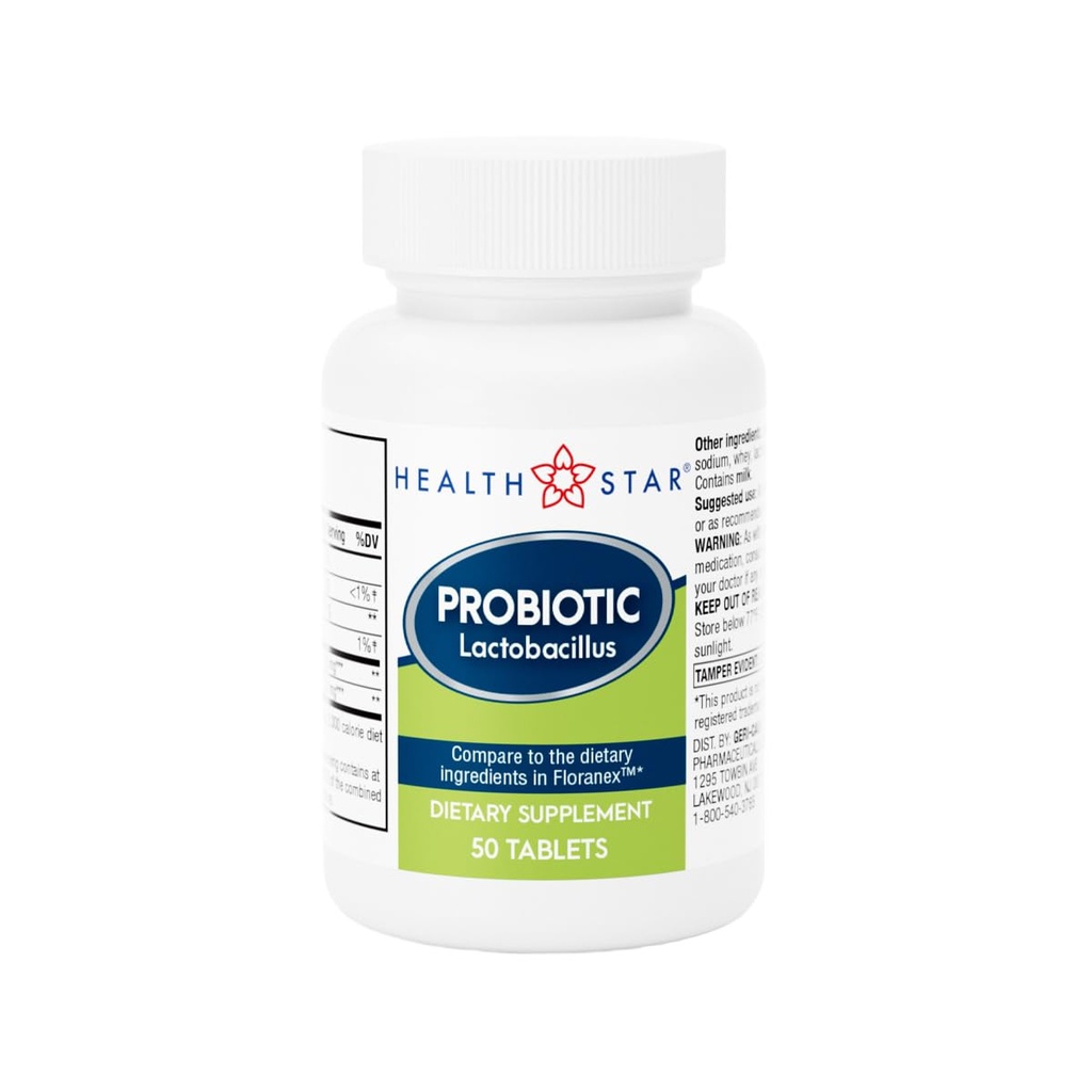 GeriCare Probiotic Lactobacillus, Soutien de la santé digestive, Comprimés de complément alimentaire, 50 Compte (paquet de 1)