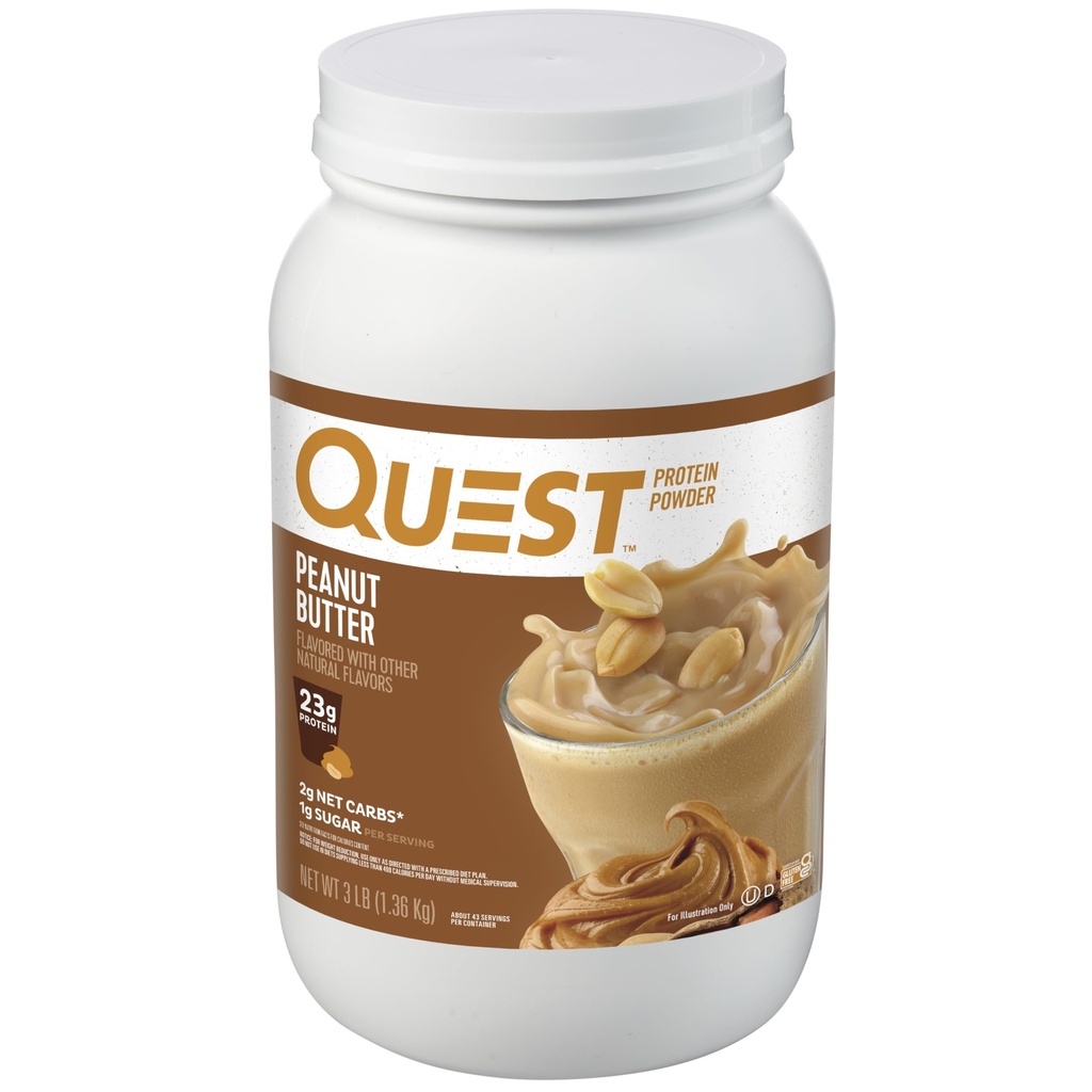Quest Nutrition Peanut Butter Protein Poeder, 23g Proteïne, 1g Suiker, Low Carb, Glutenvrij, 3 Pond, 43 Servers