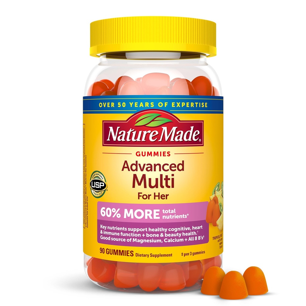 Nature faite des femmes avancées Gummy Multivitamines avec Citrate de magnésium, Calcium, Vitamines B, Multivitamines pour les femmes, 90 Multivitamines, 30 jours d'approvisionnement