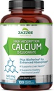 Zazzee Hoge Absorptie Calcium D-Glucaraat, 500 mg per capsule, 3 mg BioPerine voor Verbeterde Absorptie, 100 Vegan Capsules, Plus Broccoli 10:1 Extract, 100% Vegetarisch, CDG, All-Natural en Non-GMO