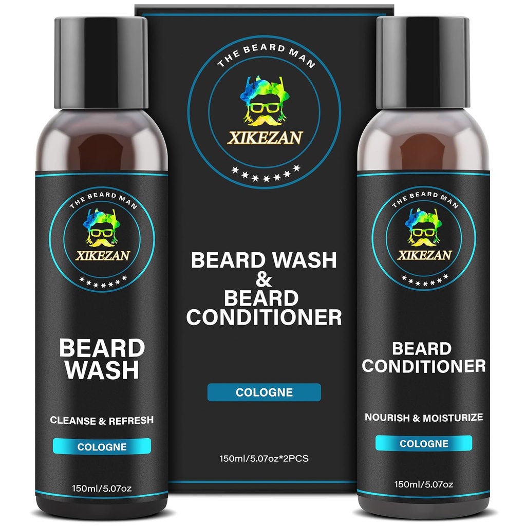 XIKEZAN Baard Wash & Baard Conditioner Natural Softener Set w/Argan & Jojoba Oils Smooths & Versterkt Kerstmis Stocking Stuffers Vaderdag Giften voor mannen Hem vader vriendje man