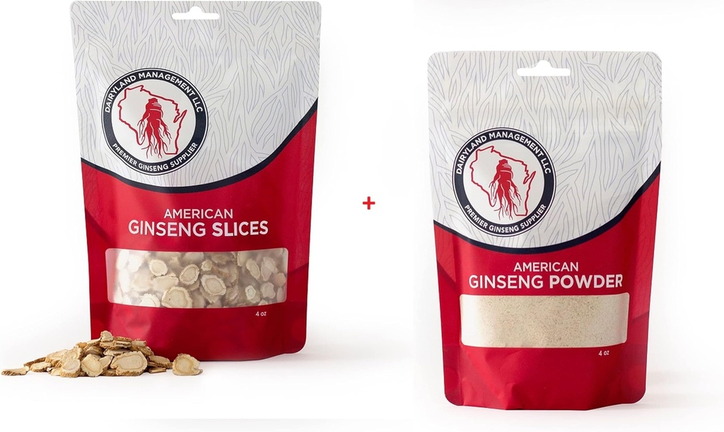 Dairyland American Ginseng Slices and Powder - 4 oz Pack Chacun de Wisconsin Ginseng – Direct de l'agriculteur au consommateur