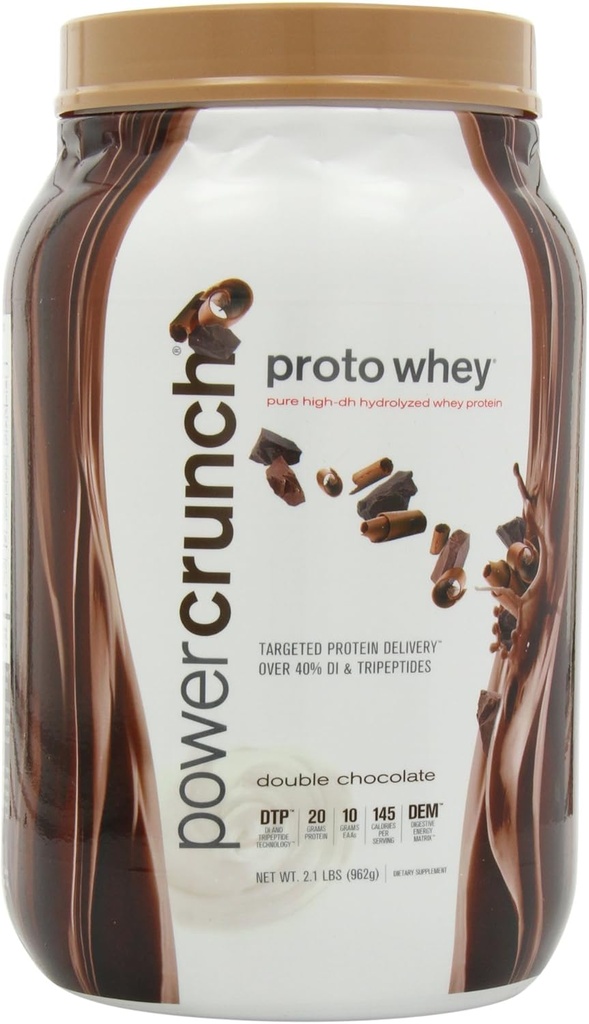 Power Crunch Wei Proteïne Poeder, met Aminozuren, Proteïne Shakes met heerlijke smaak, Double Chocolate, 2.1 LB