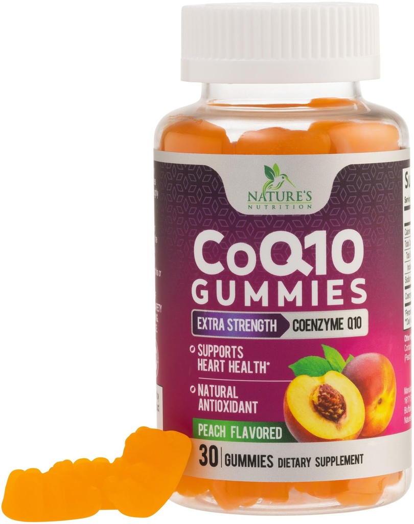 CoQ10 Gummies 100mg - 3X Sterkte, hoge absorptie, antioxidant supplement voor de ondersteuning van de gezondheid van het hart en energieproductie, Ultra Co-enzym Q10 Vitaminen, Coq 10 Supplementen, Non-GMO - 30 CoQ10 Gummies
