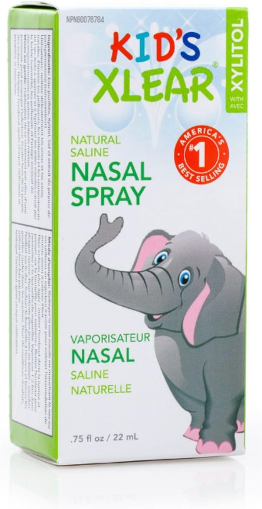 Xlear Natural Xylitol Saline Neusspray voor kinderen - Dagelijkse Decongestant, Neus Moisturizer, 0,75 fl oz (Pack of 1)