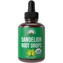Extrait de racine de dandelion. Supplément de teinture liquide à base de plantes végane biologique de l'USDA pour les femmes et les hommes. Zéro sucre, Suppléments sans gluten pas capsules