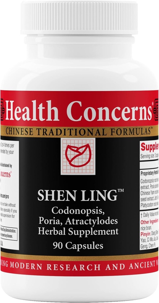 Préoccupations pour la santé Shen Ling – Soutien digestif et supplément de soulagement de l'estomac élevé – Bloating, Diarrhée et soulagement des tabourets perdus – Médecine traditionnelle chinoise – Formule à base de plantes – 90 capsules