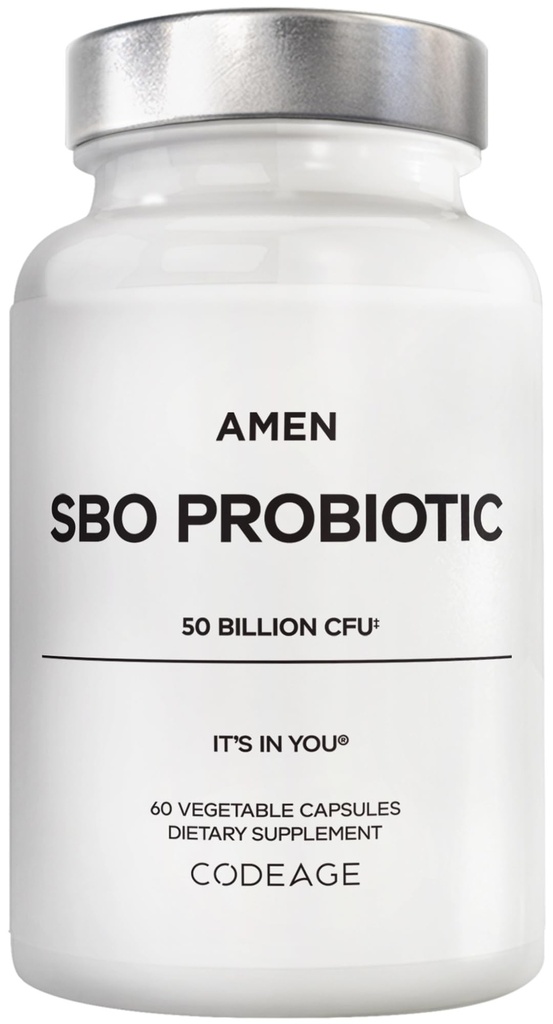 Amen Probiotica Supplement, SBO Probiotic and Organic Prebiotics, 50 Miljard CFUs, Plank Stable, Geen Koeling vereist, Flora Dagelijks Probiotic Formula for Women & Men, Vegan & Non-GMO, 60 Capsules