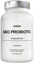Amen Probiotica Supplement, SBO Probiotic and Organic Prebiotics, 50 Miljard CFUs, Plank Stable, Geen Koeling vereist, Flora Dagelijks Probiotic Formula for Women & Men, Vegan & Non-GMO, 60 Capsules
