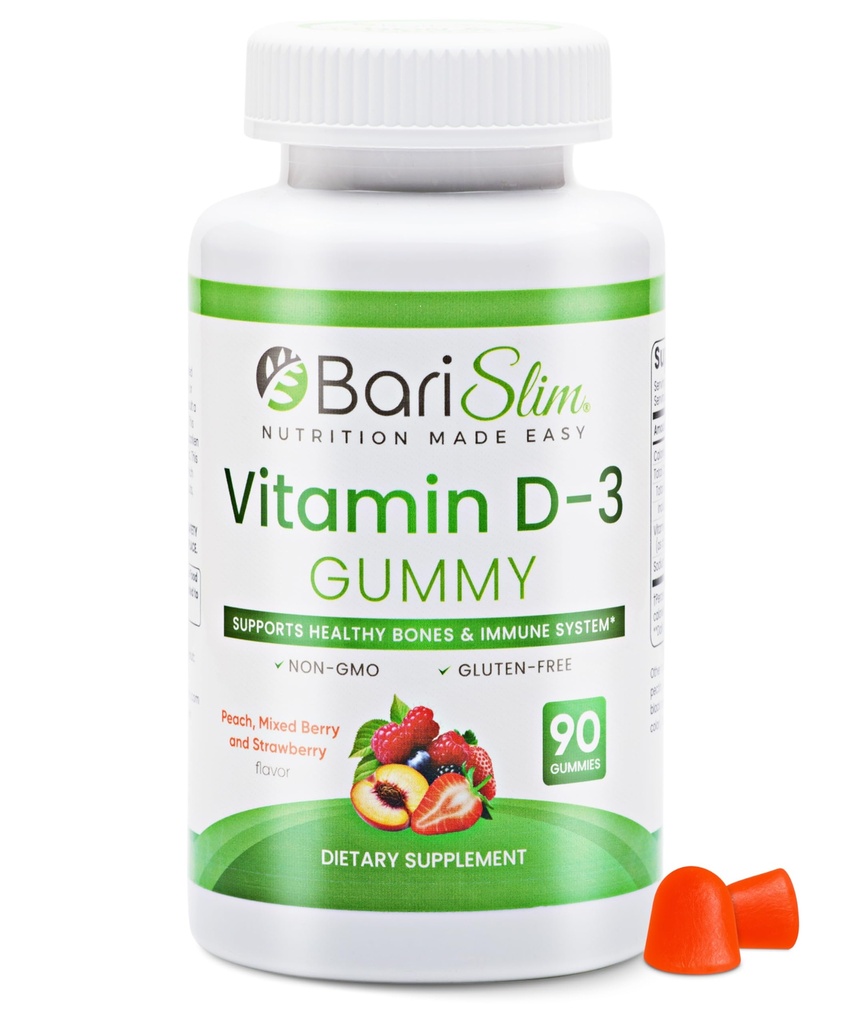 BariSlim Vitamine bariatrique D-3 Gommies - Vitamine gommée spécialement formulée pour les patients après une chirurgie de perte de poids - Facile à digérer et grands saveurs de fruits dégustation