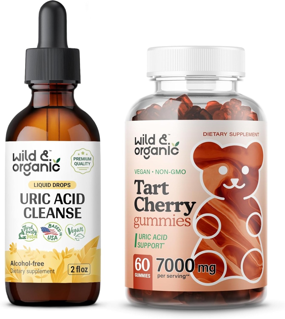 Wild & Organic Uric Acid Cleanse Tinctuur 2 fl oz & Tart Cherry Gummies