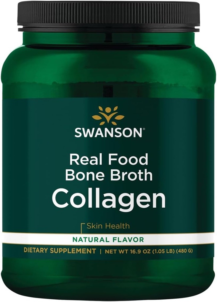 Swanson Real Food Bone Broth Collageen - Natuurlijke smaak 16,9 oz Pwdr